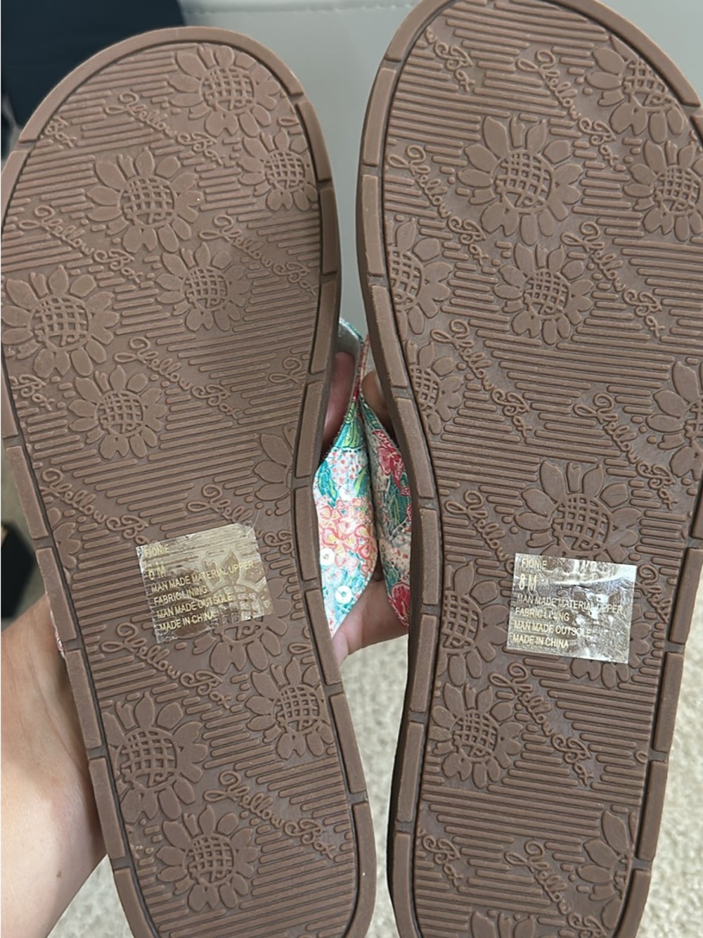 Yellow Box Brown Sandals with Multicolor Floral Straps - Picture 3 of 3